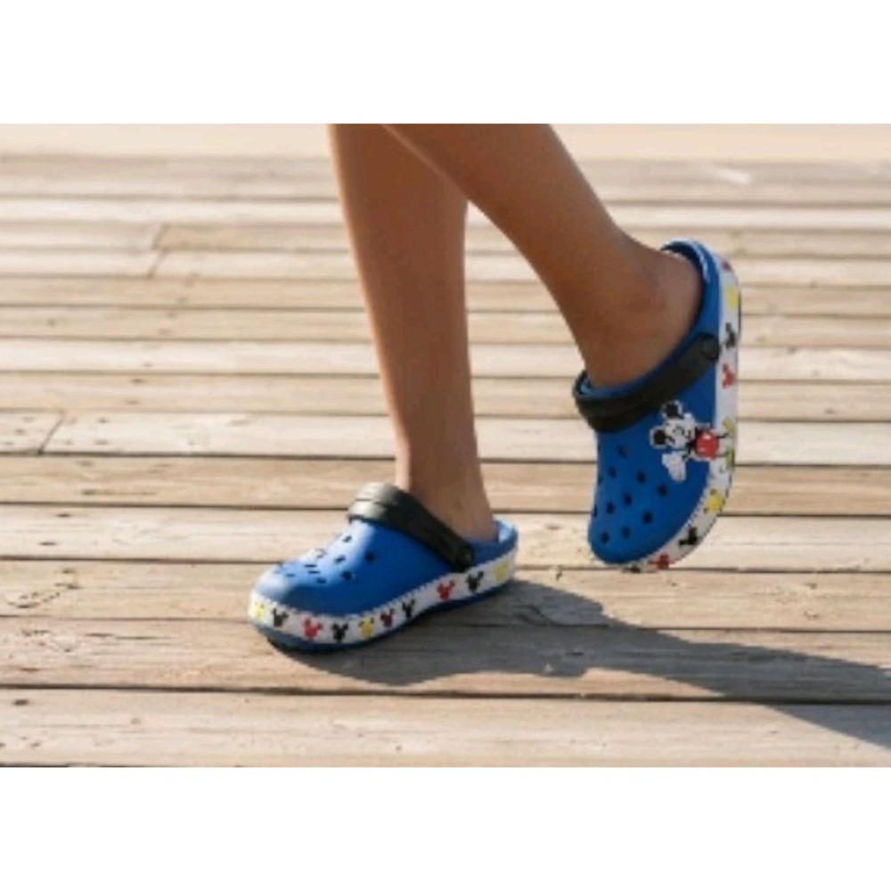 Disney Mickey Mouse Blue Crocs Kids Slip-On Garden Water Shoe Comfort Foam SZ J2